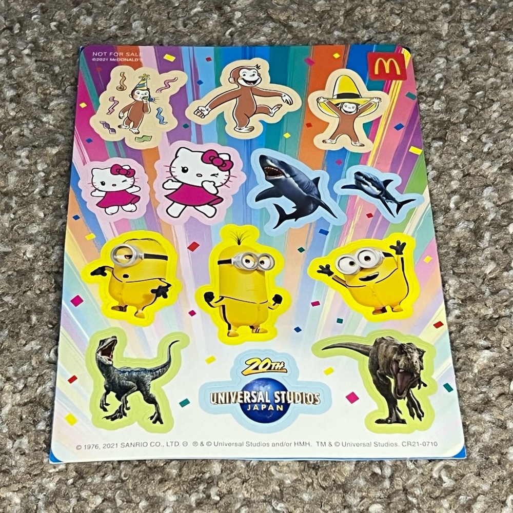 Universal Studios Japan x McDonald’s Japan 20th Anniversary Sticker Sheet Pamphl